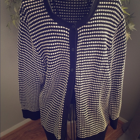 Ann Taylor Sweaters - Black polka dot cardigan sweater fro Ann Taylor XL